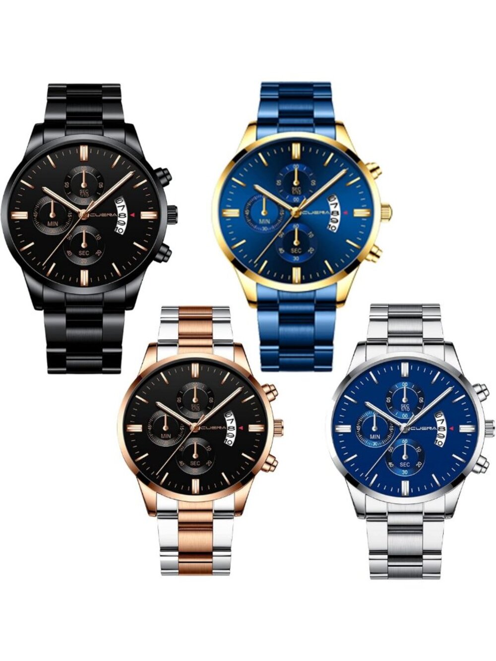 4 Pack Men's Luminous Waterproof Quartz Watches - Classic Casual & Business